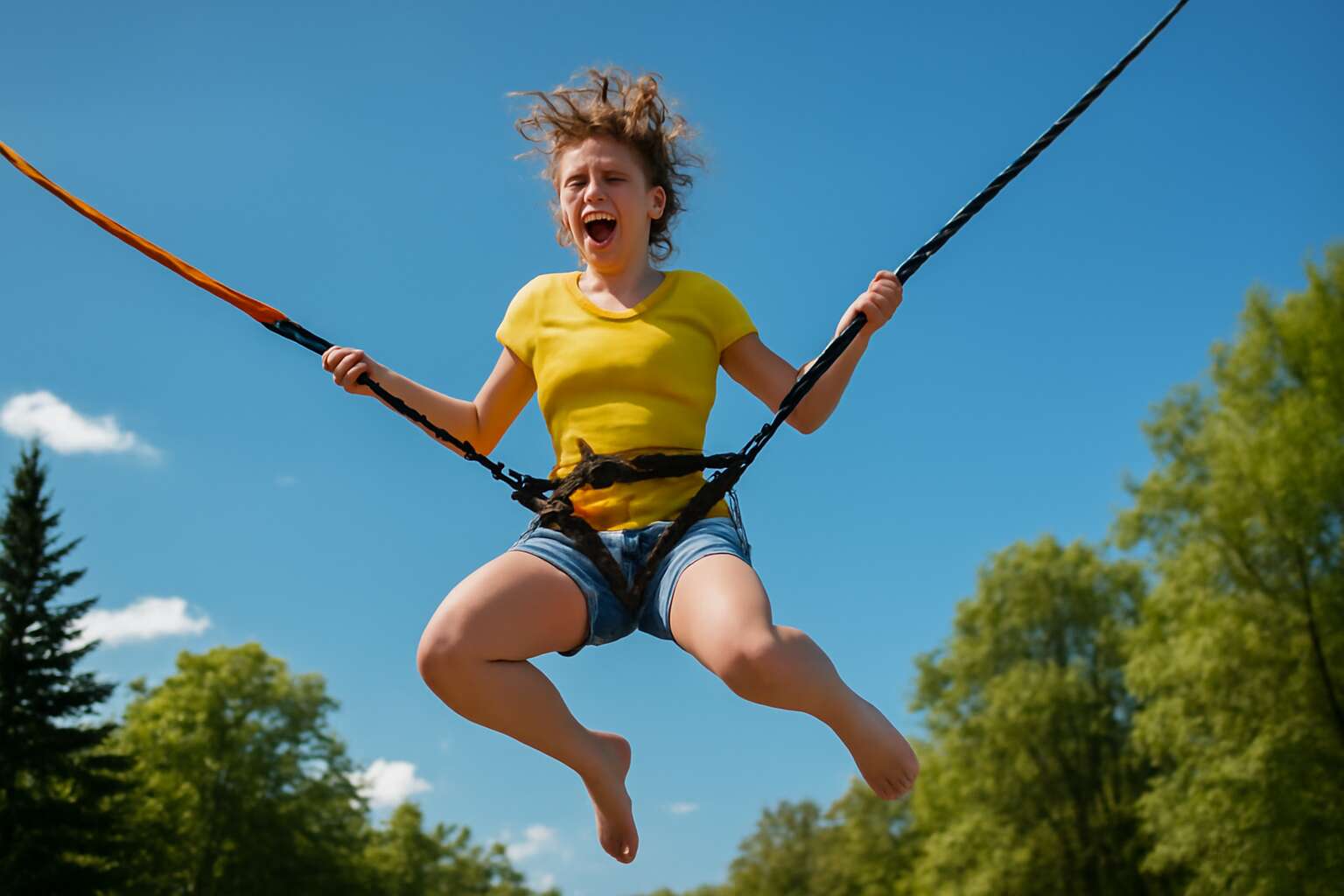 bungee jumping with trampoline