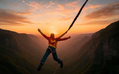Feel the ultimate adrenaline rush with bungee jumping swing at dawn.