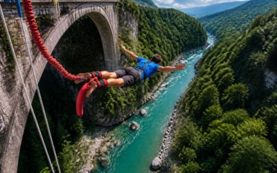 Chase the rush of bridge bungee jumping: leap into the void and soar